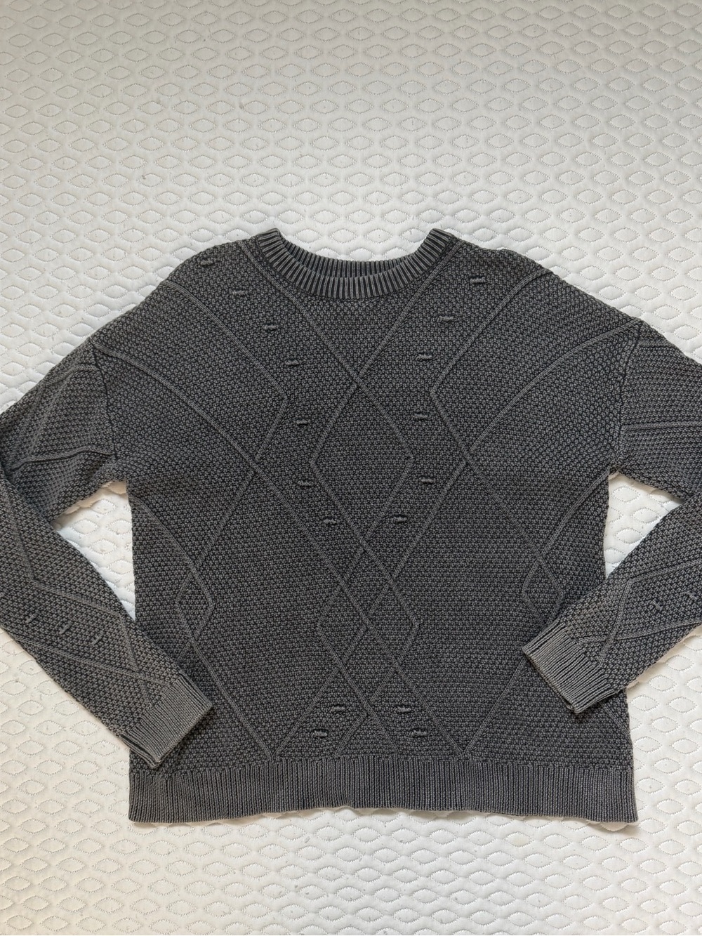 For The Republic Charcoal Gray Women's Textured Crewneck Sweater 0414